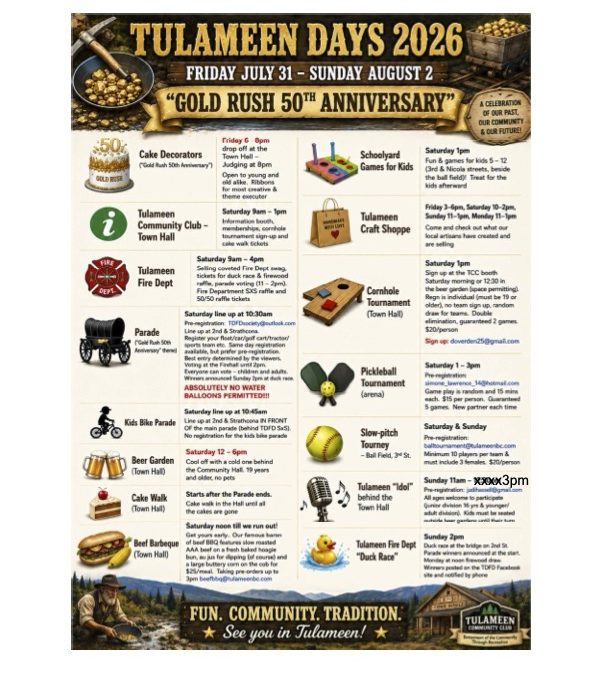 2026 Tulameen Days Schedule